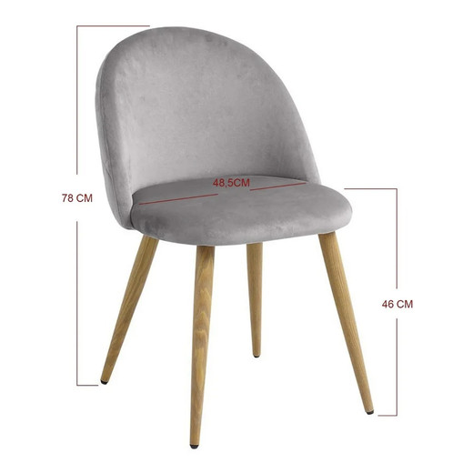 Pack 4 - Silla Terciopelo Vintage - Gris