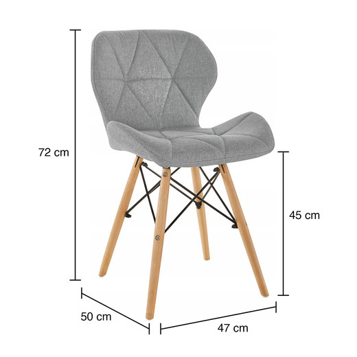 Pack 4 Sillas Eames Acolchada Tela Lino Gris