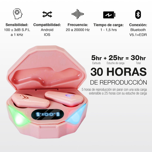 Earbuds Reisen R1 TWS Rosado