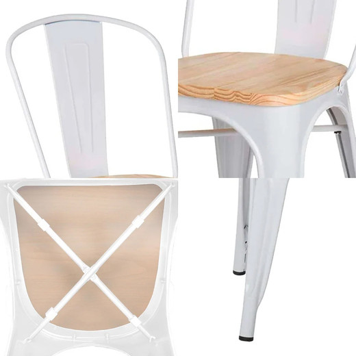 Comedor 4P Nórdico Eames 110X80 + Sillas Tolix Blancas