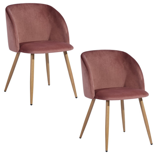 Pack 2 Sillas Comedor Lounge Terciopelo Rosa