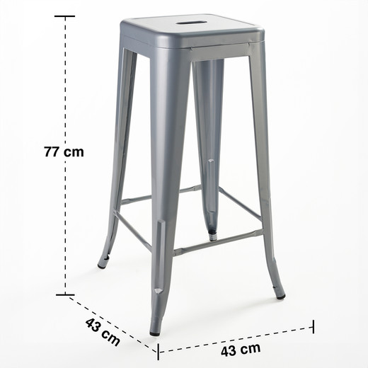 Pack 4 Pisos de Bar Metal Tolix Gris