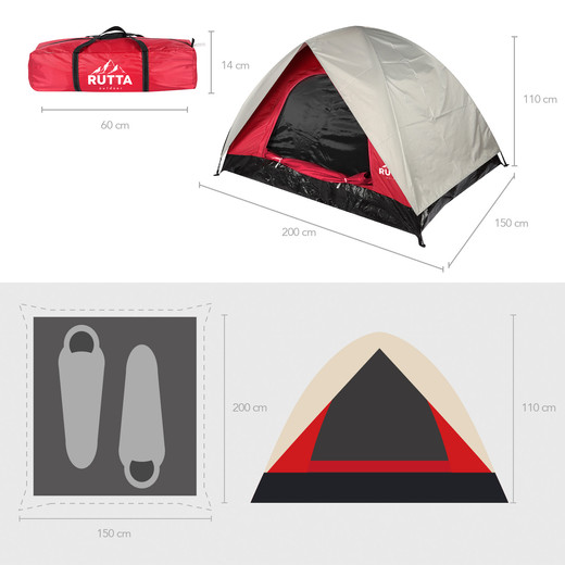 Carpa 2 Personas Camping Outdoor Burdeo