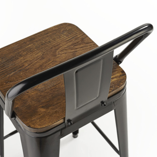 Pack 4 Pisos de Bar Tolix Asiento de Madera Negro
