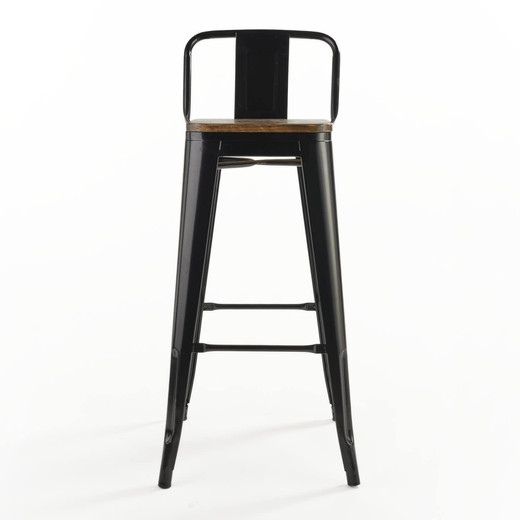 Pack 4 Pisos de Bar Tolix Asiento de Madera Negro