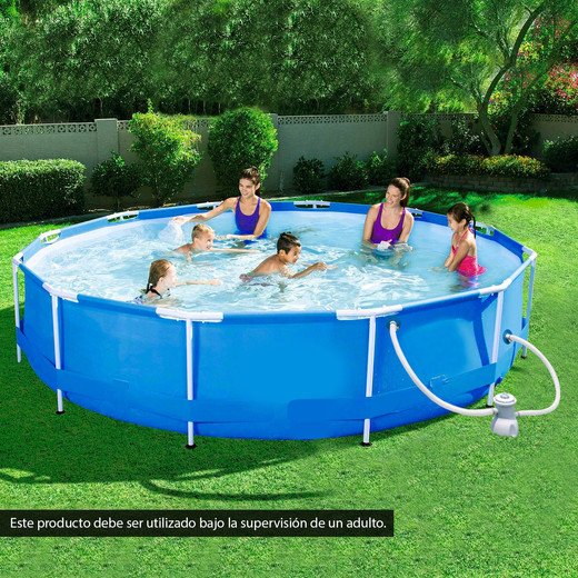 Piscina con Filtro 6125 L 76x360 cm Celeste