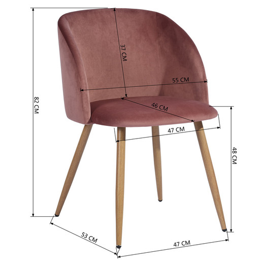 Pack 2 Sillas Comedor Lounge Terciopelo Rosa
