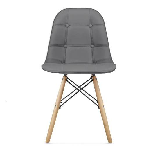 Pack 4 Sillas Eames Acolchada PU Gris