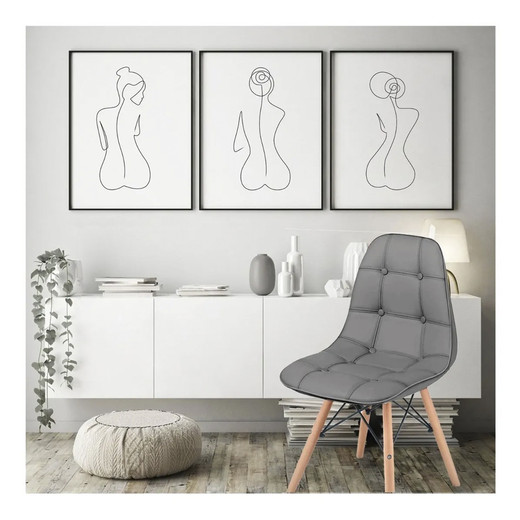 Pack 4 Sillas Eames Acolchada PU Gris