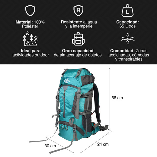 Mochila Camping 65L Celeste