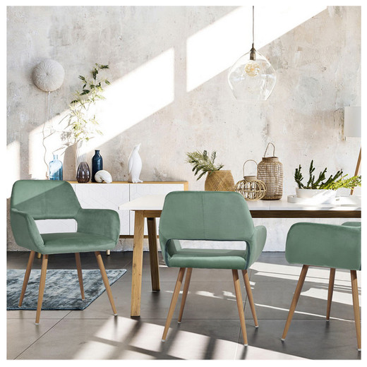 Silla Comedor Sitial Cromwell Terciopelo Verde