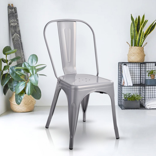 Silla de Bar Metal Tolix Gris