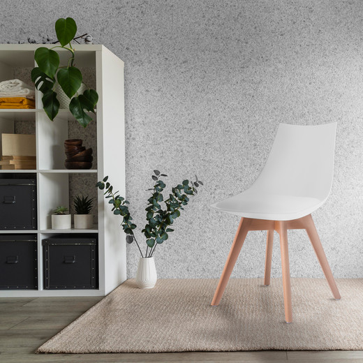 Pack 4 Silla Comedor con Patas de Madera Blanco