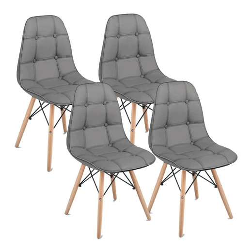 Pack 4 Sillas Eames Acolchada PU Gris