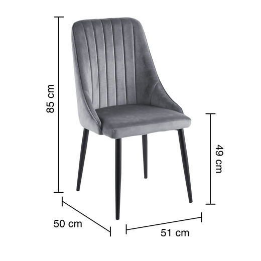 Pack 2 Sillas Comedor Terciopelo Giorgio Gris