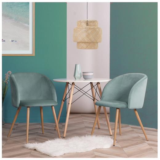 Pack 2 Sillas Comedor Lounge Terciopelo Verde