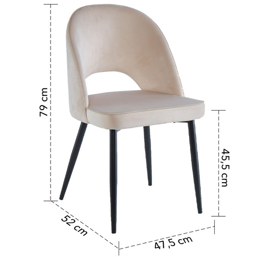 Pack 2 Sillas de Comedor de Terciopelo Oval Beige