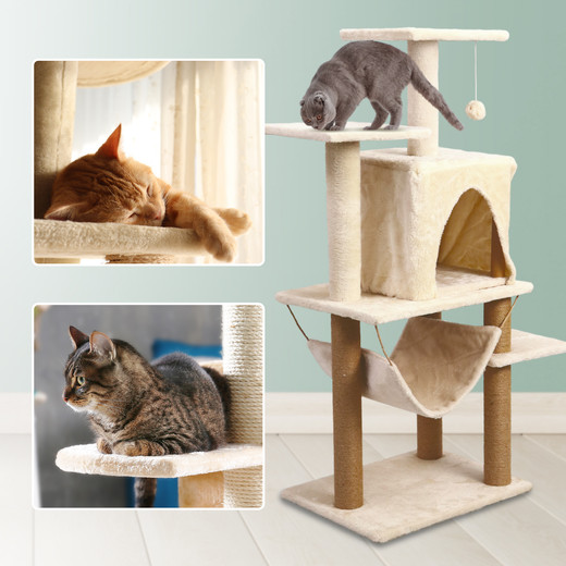 Torre Rascador Para Gatos Casa-Hamaca 113cm Beige