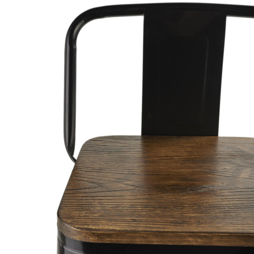 Pack 4 Pisos de Bar Tolix Asiento de Madera Negro