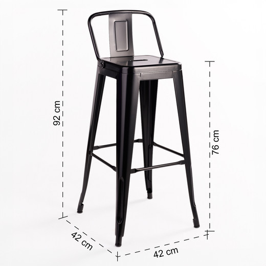 Pack 4 Piso Taburete Tolix Con Respaldo Negro