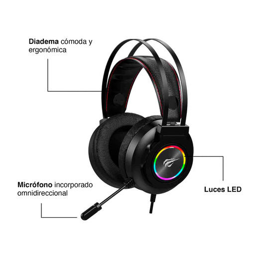 Audífonos Gamer RGB H654 con Micrófono Negro