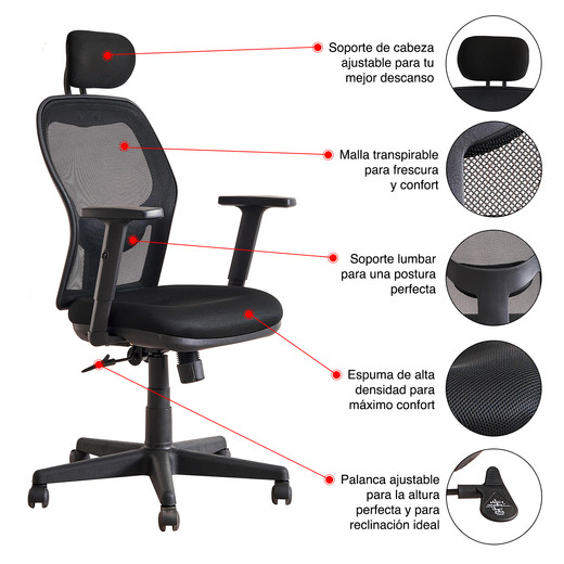 Silla de Oficina Ergonométrica Design Ergo Full - Negro