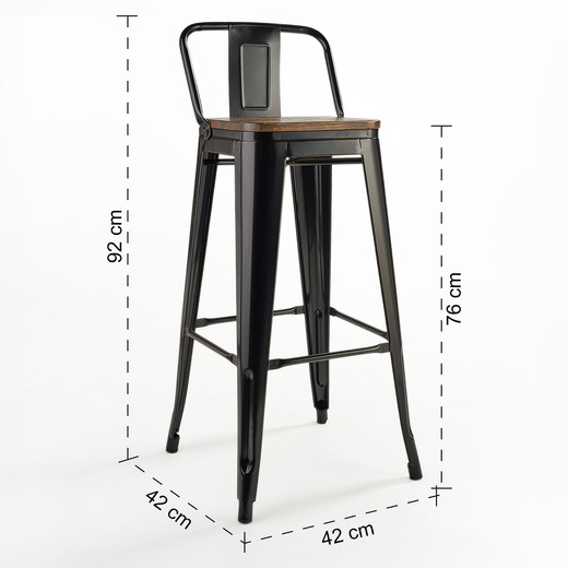 Pack 4 Pisos de Bar Tolix Asiento de Madera Negro