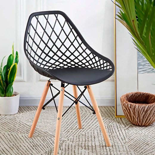 Pack 4 Silla comedor Eames Enrejada Negro