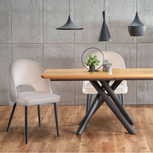 Pack 2 Sillas de Comedor de Terciopelo Oval Beige