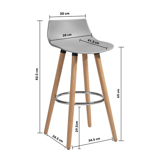Pack 2 Pisos Bar Patas de Madera y Reposapiés Gris