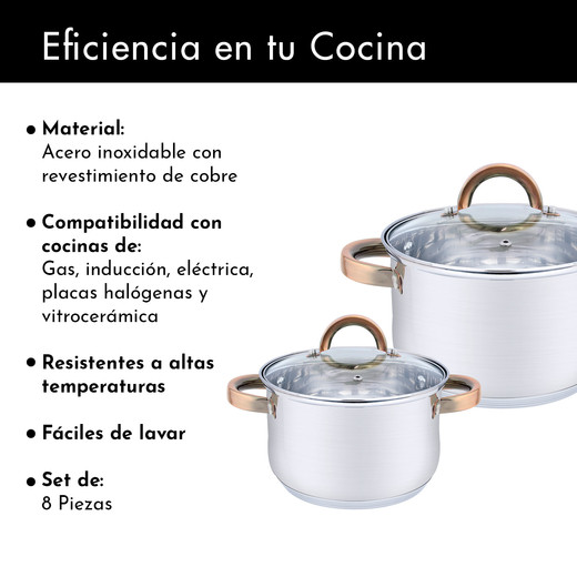 Set Baterías 8 Piezas Acero Inoxidable Berlín Gris