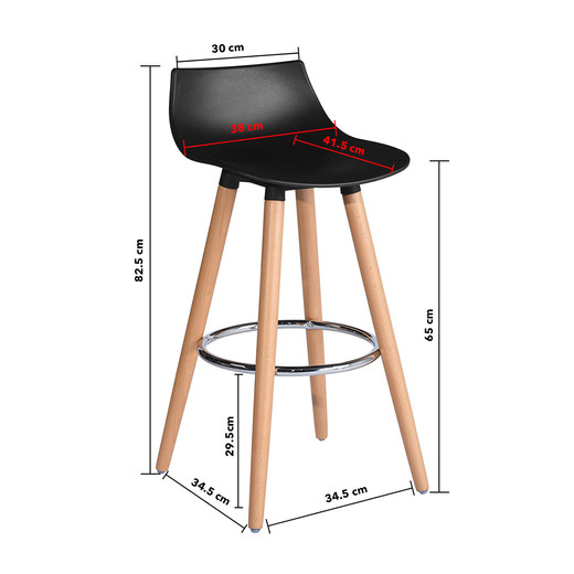 Pack 2 Pisos Bar Patas Madera y Reposapiés Negro