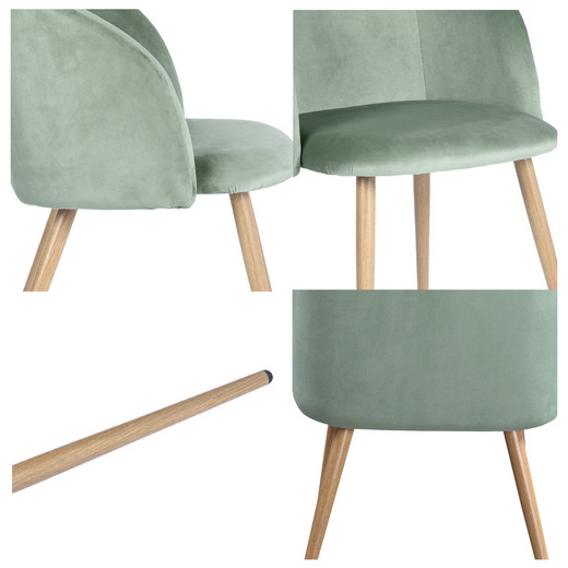 Pack 2 Sillas Comedor Lounge Terciopelo Verde