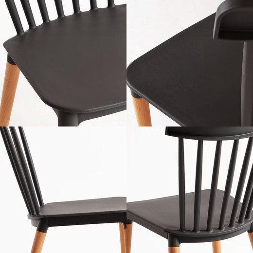 Comedor 4P Nórdico Eames 110X80 + Sillas Classic Negro