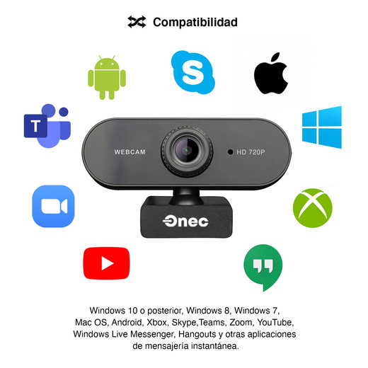 Cámara Web de 720P con Trípode Negro