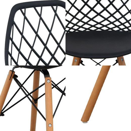 Pack 4 Silla comedor Eames Enrejada Negro