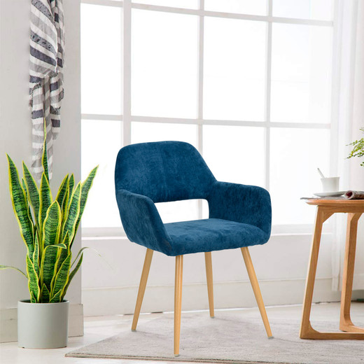 Silla Comedor Cromwell Terciopelo Azul