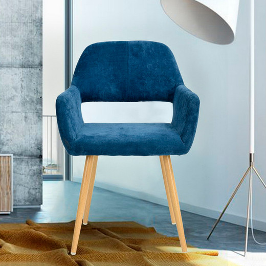 Silla Comedor Cromwell Terciopelo Azul