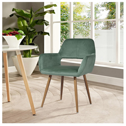 Silla Comedor Sitial Cromwell Terciopelo Verde