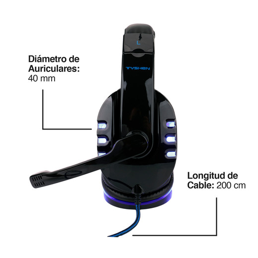 Audífonos Gamer G04L Luces Led con Micrófono Azul