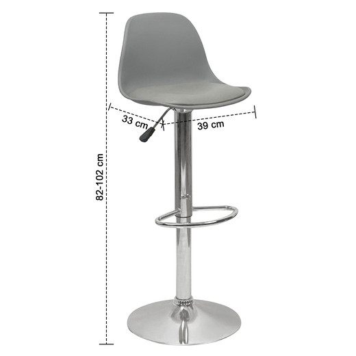 Pack 2 Sillas Altas Bar Taburete Orlando-T Gris