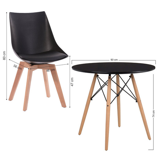 Comedor 4P Eames 80X74 + Sillas Otawa
