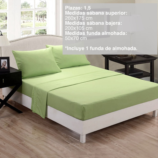 Juego de Sábanas Microfibra Monaco 1.5 Plazas Verde