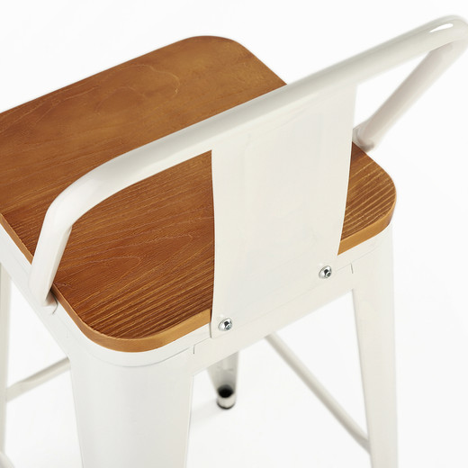 Pack 4 Pisos de Bar Tolix Asiento de Madera Blanco