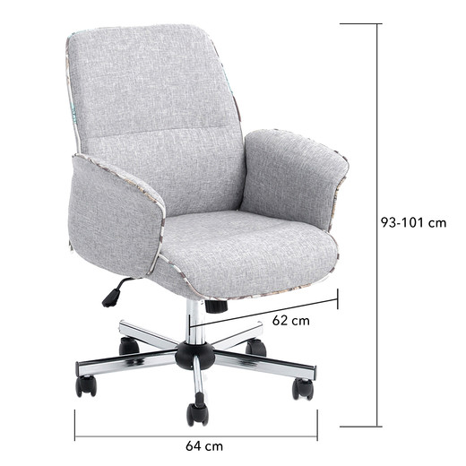 Silla de Oficina Acolchada Altura Regulable Gris