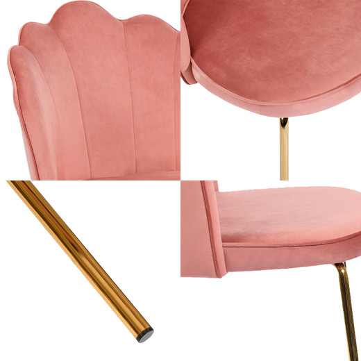 Pack 2 Sillas de Comedor de Terciopelo Rosa