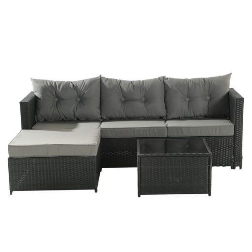 Seccional Intercambiable 3 Cuerpos Terraza Sofa + Mesa gris