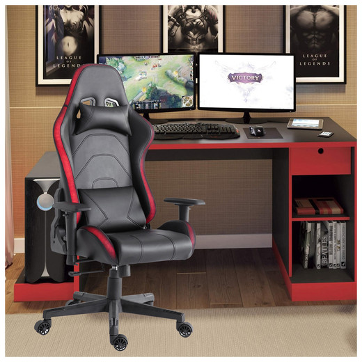 Silla Gamer Lights Game PVC Base Nylon - Negro
