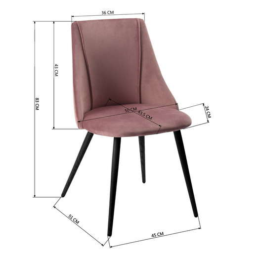 Pack 2 Sillas Comedor Sitial Terciopelo Rosado