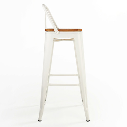 Pack 4 Pisos de Bar Tolix Asiento de Madera Blanco